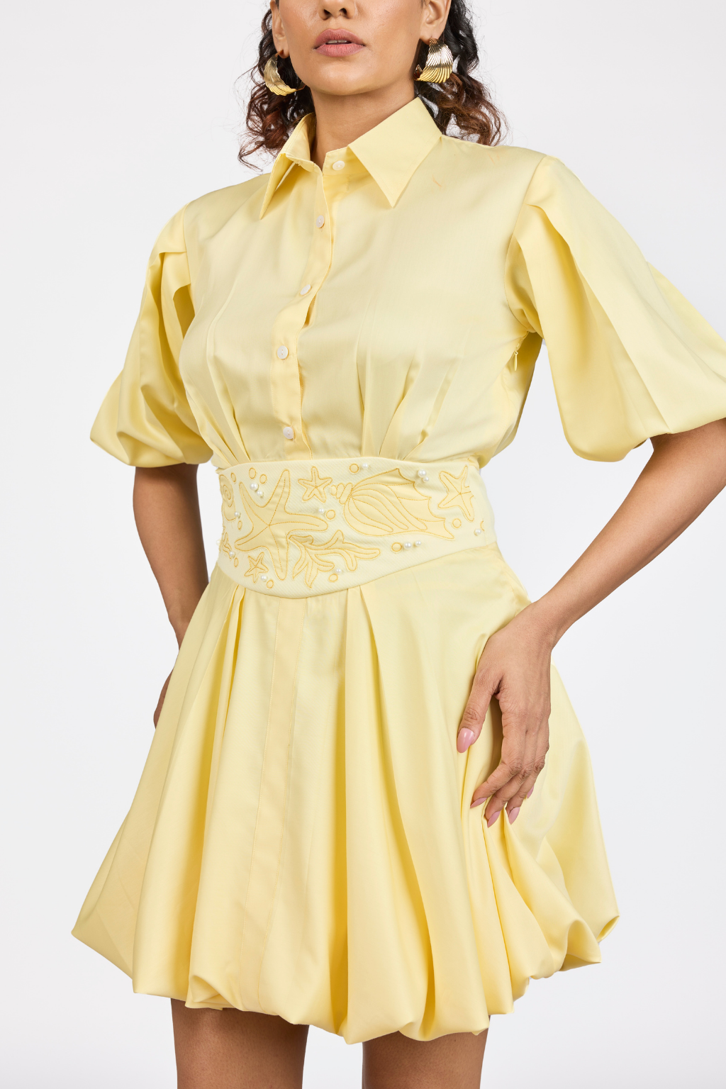 BUBBLE HEM MINI DRESS