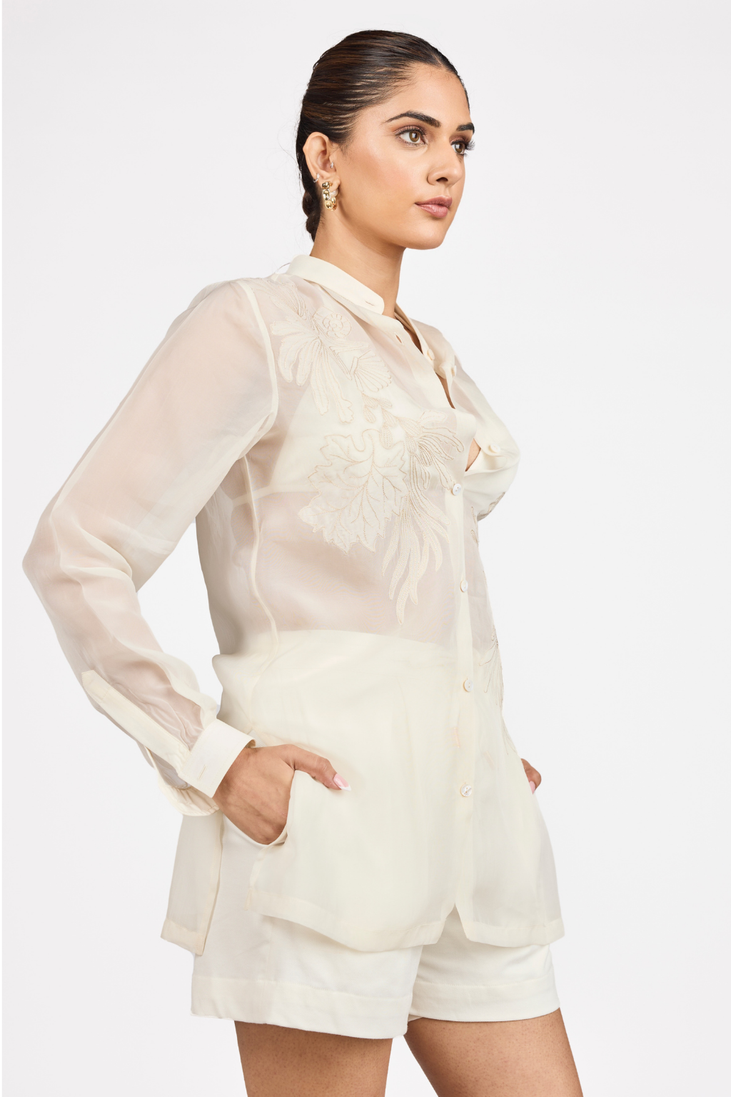 EMBROIDERED ORGANZA SHIRT