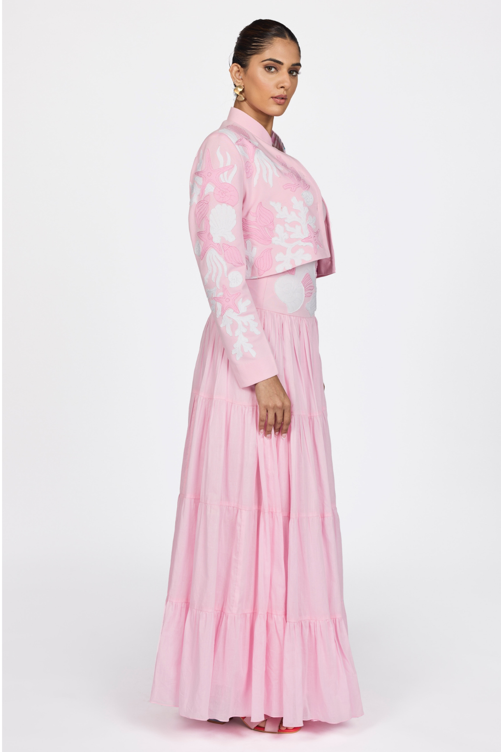 PINK PATCHWORK CROP JACKET