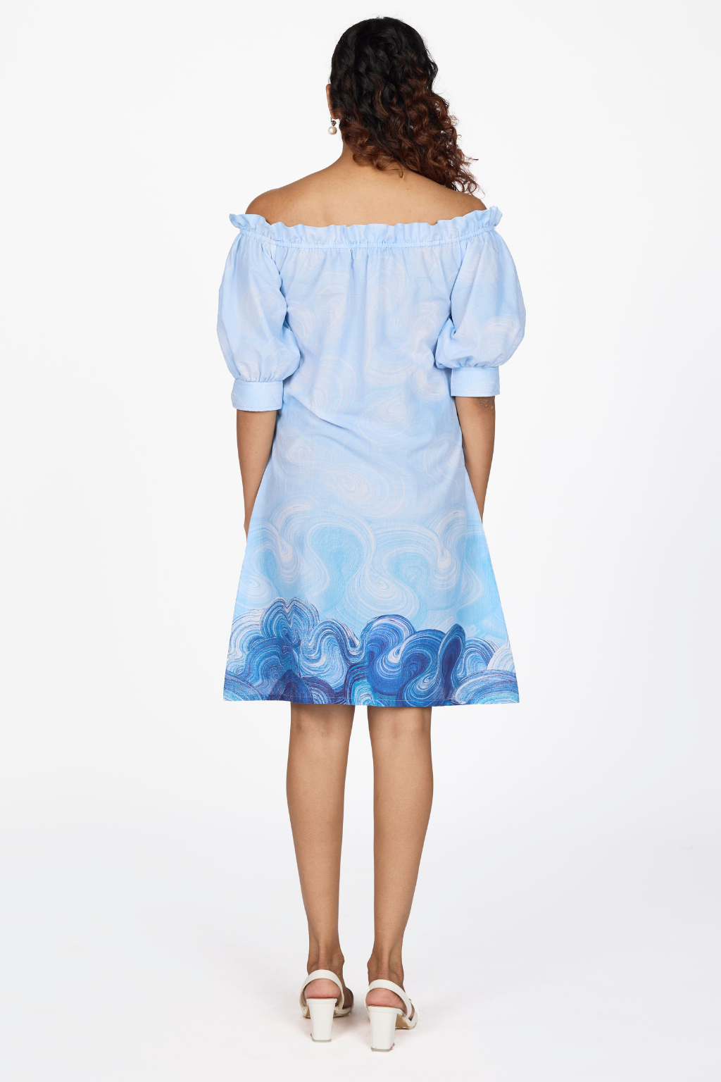BLUE OFF-SHOULDER DRESS