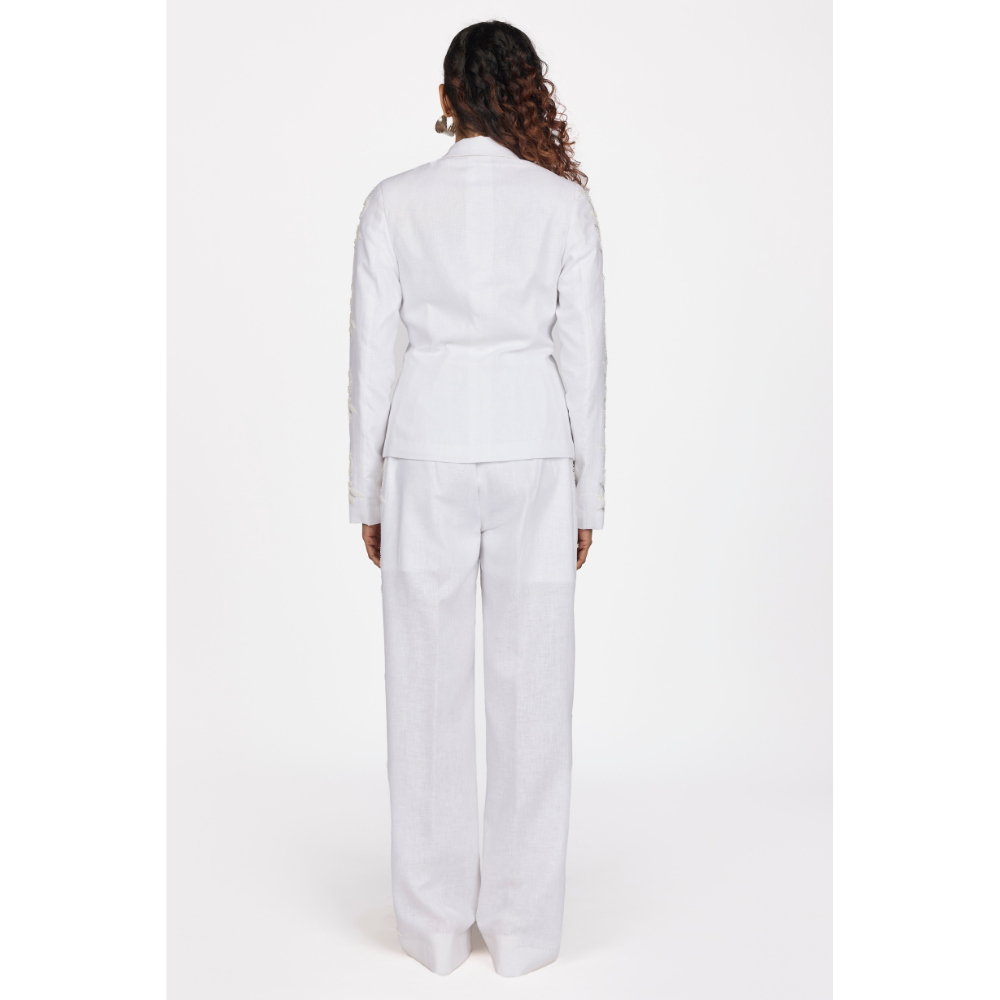 WHITE EMBROIDERED PANT
