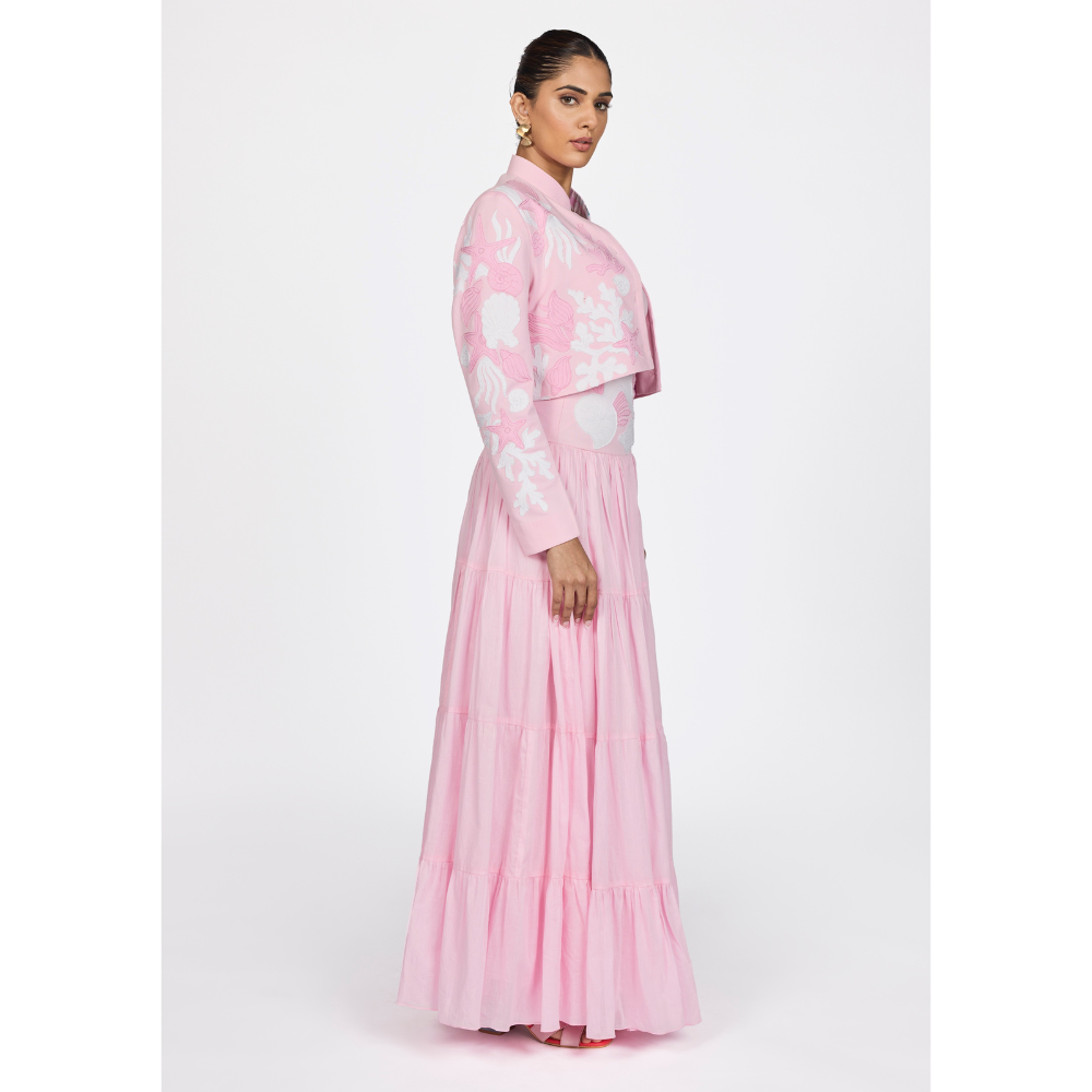 PINK PATCHWORK CROP JACKET