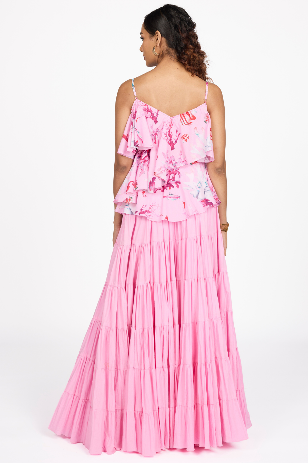 PRINTED RUFFLED COTTON TOP