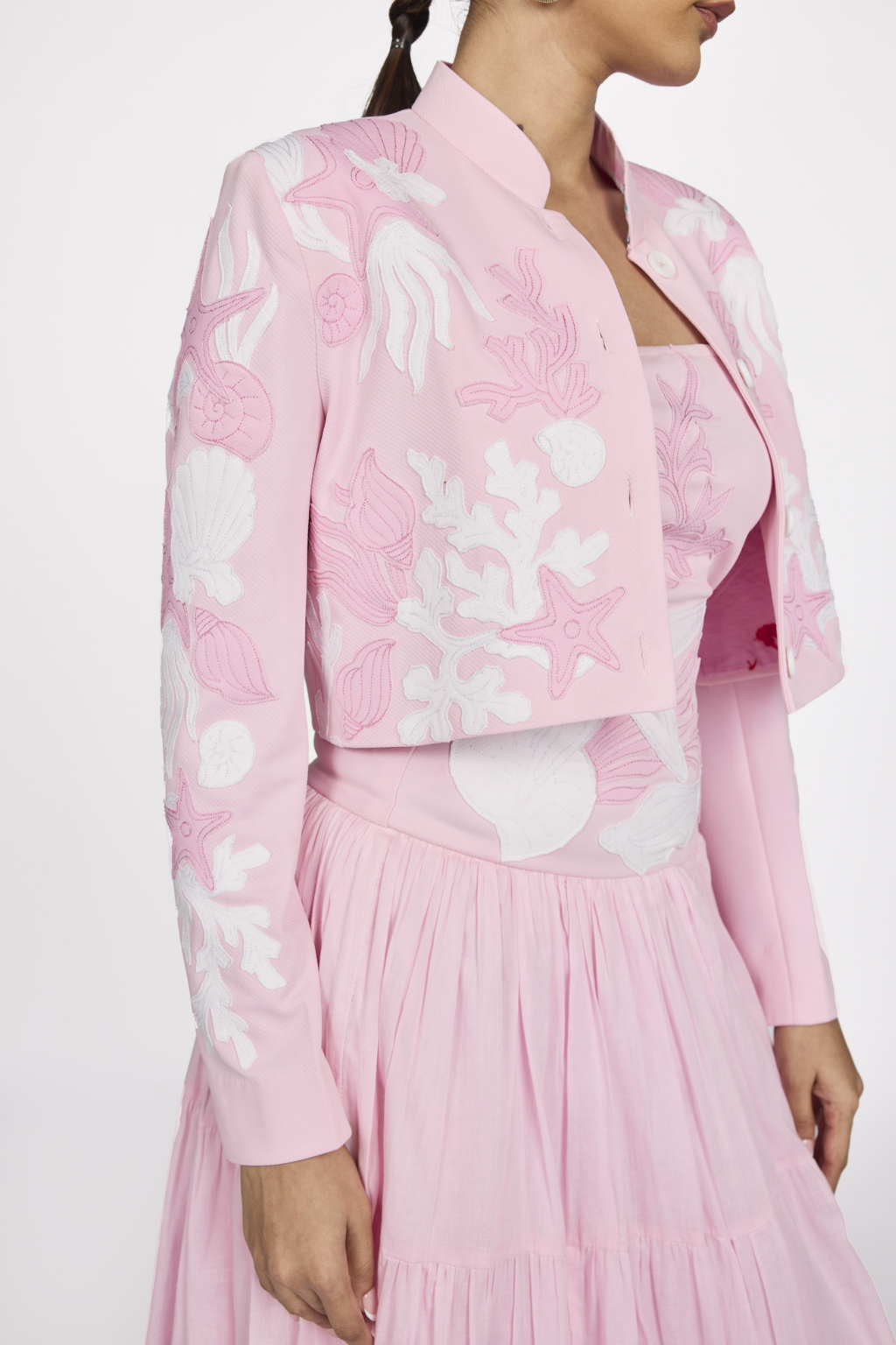 PINK PATCHWORK CROP JACKET
