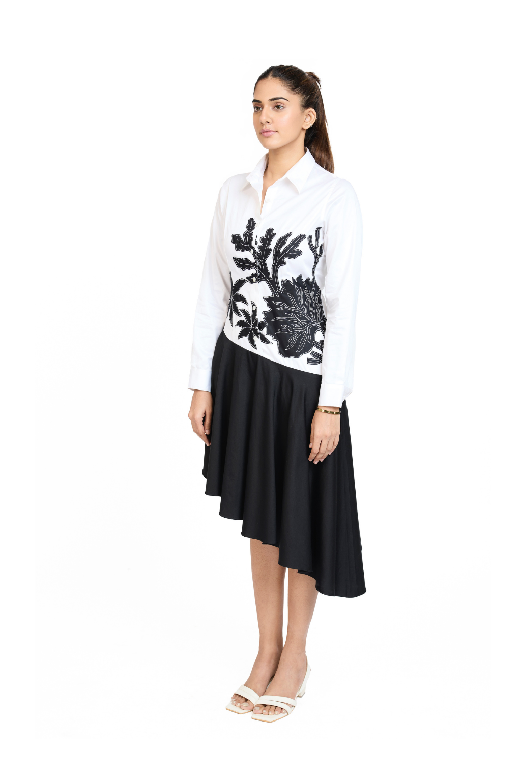 ASYMMETRIC HEM SHIRT DRESS