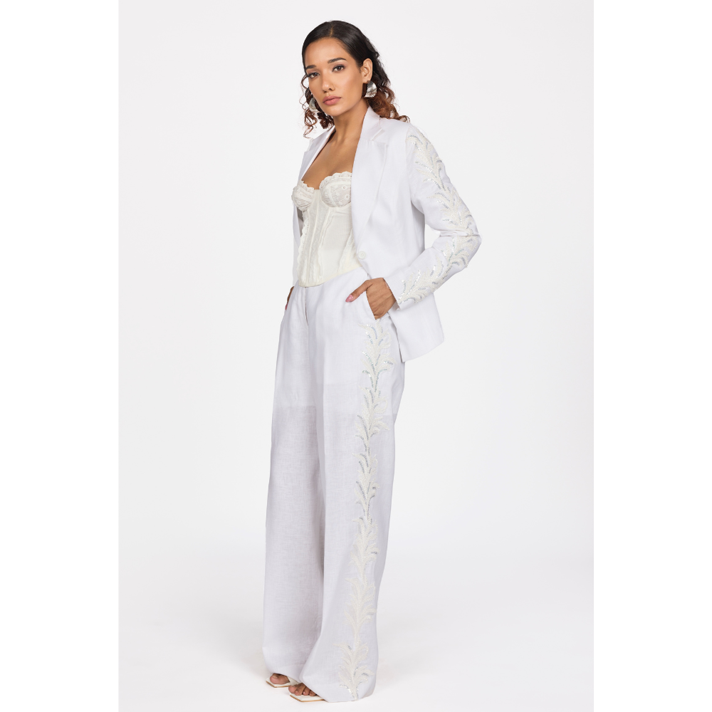 WHITE  EMBROIDERED PANT