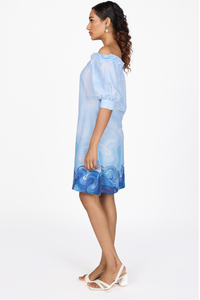BLUE OFF-SHOULDER DRESS