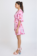 PINK PRINTED MINI DRESS