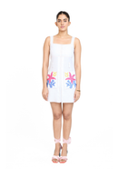 BELTED WHITE MINI DRESS