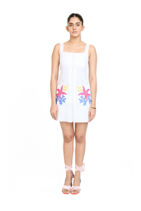 BELTED WHITE MINI DRESS