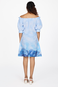 BLUE OFF-SHOULDER DRESS