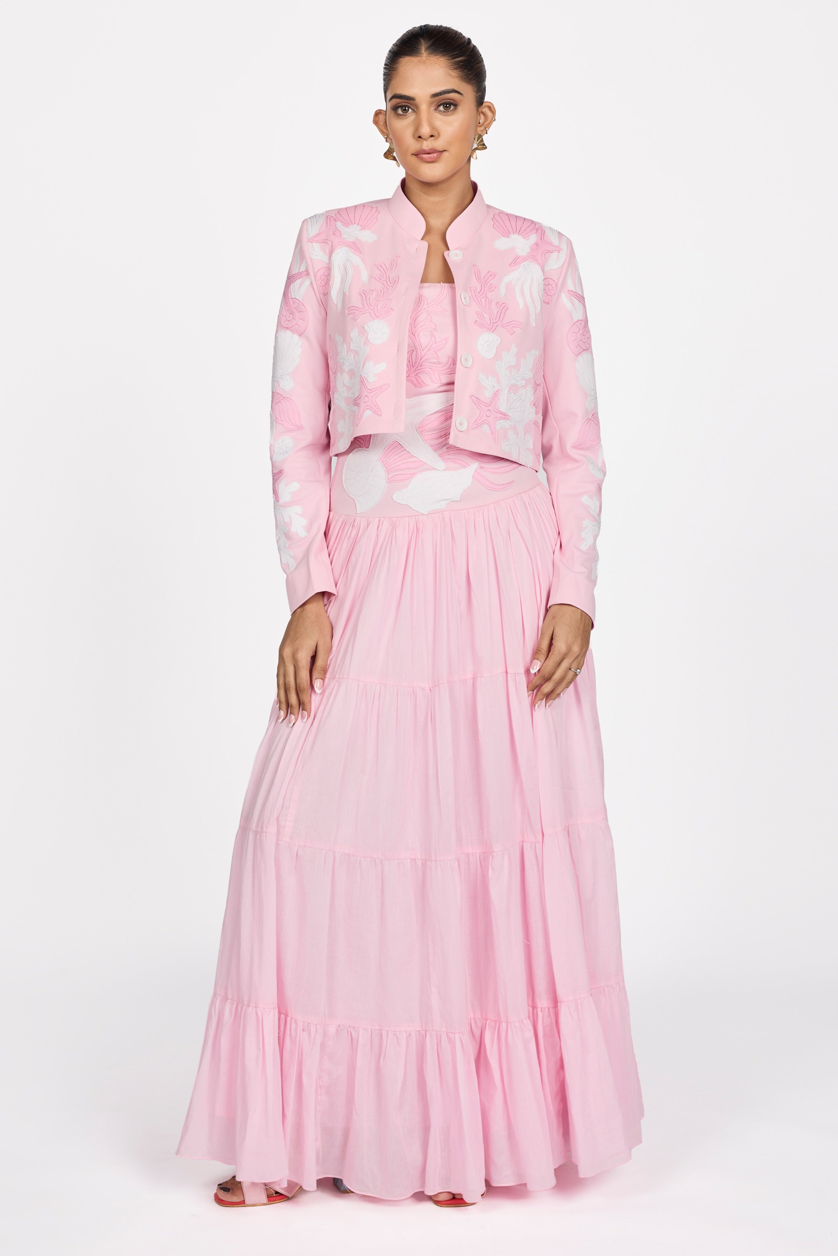 PINK PATCHWORK CROP JACKET