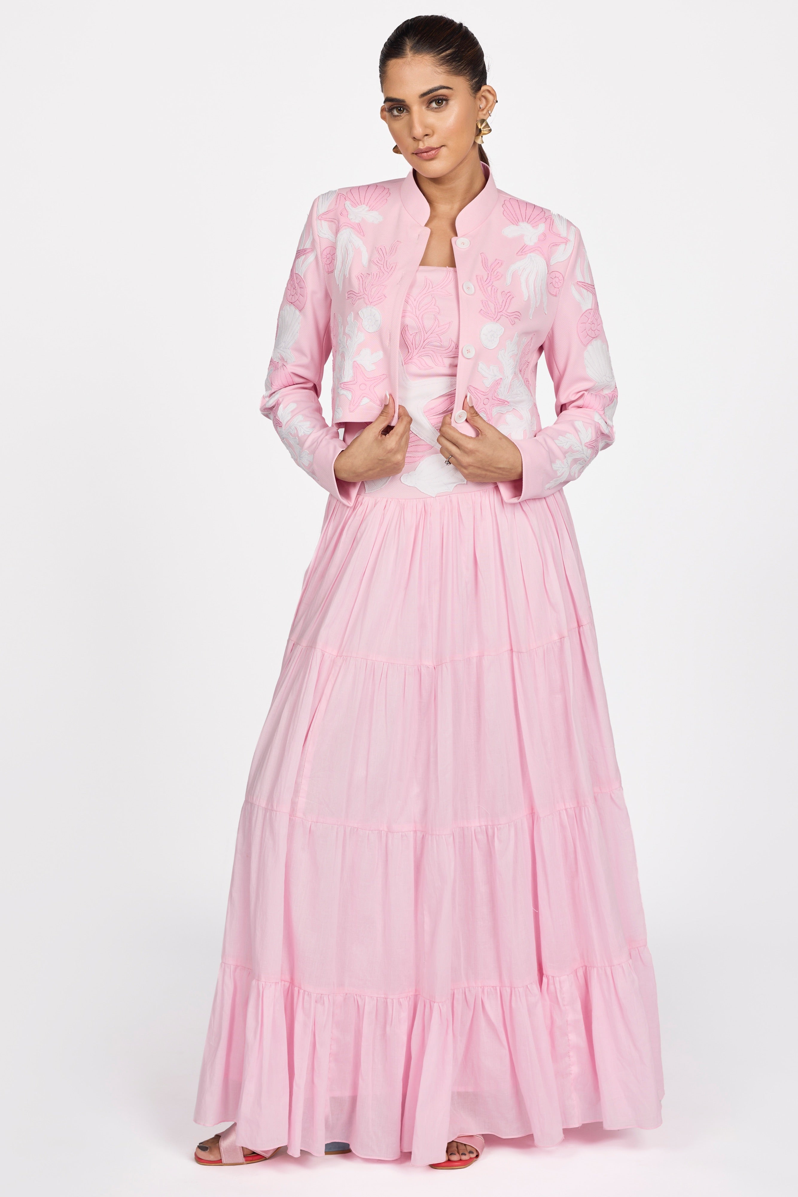 PINK PATCHWORK CROP JACKET