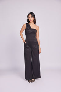 BLACK ONE SHOULDER JUMPSUIT