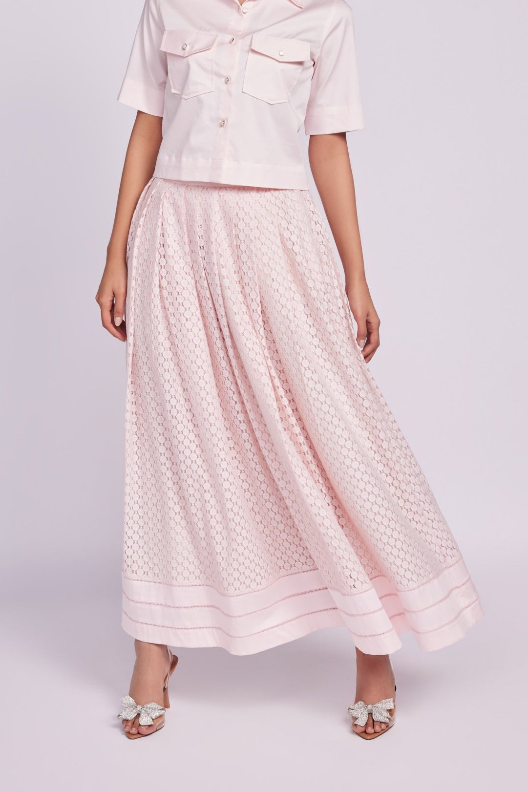 PINK LONG LACY SKIRT