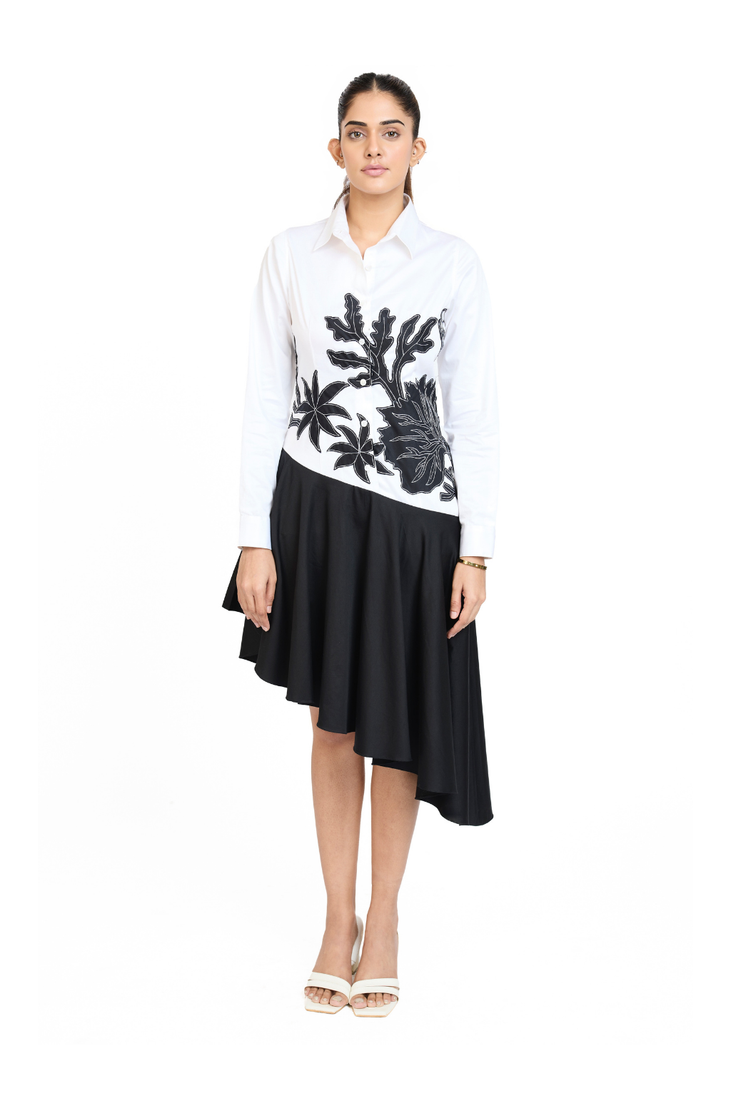 ASYMMETRIC HEM SHIRT DRESS
