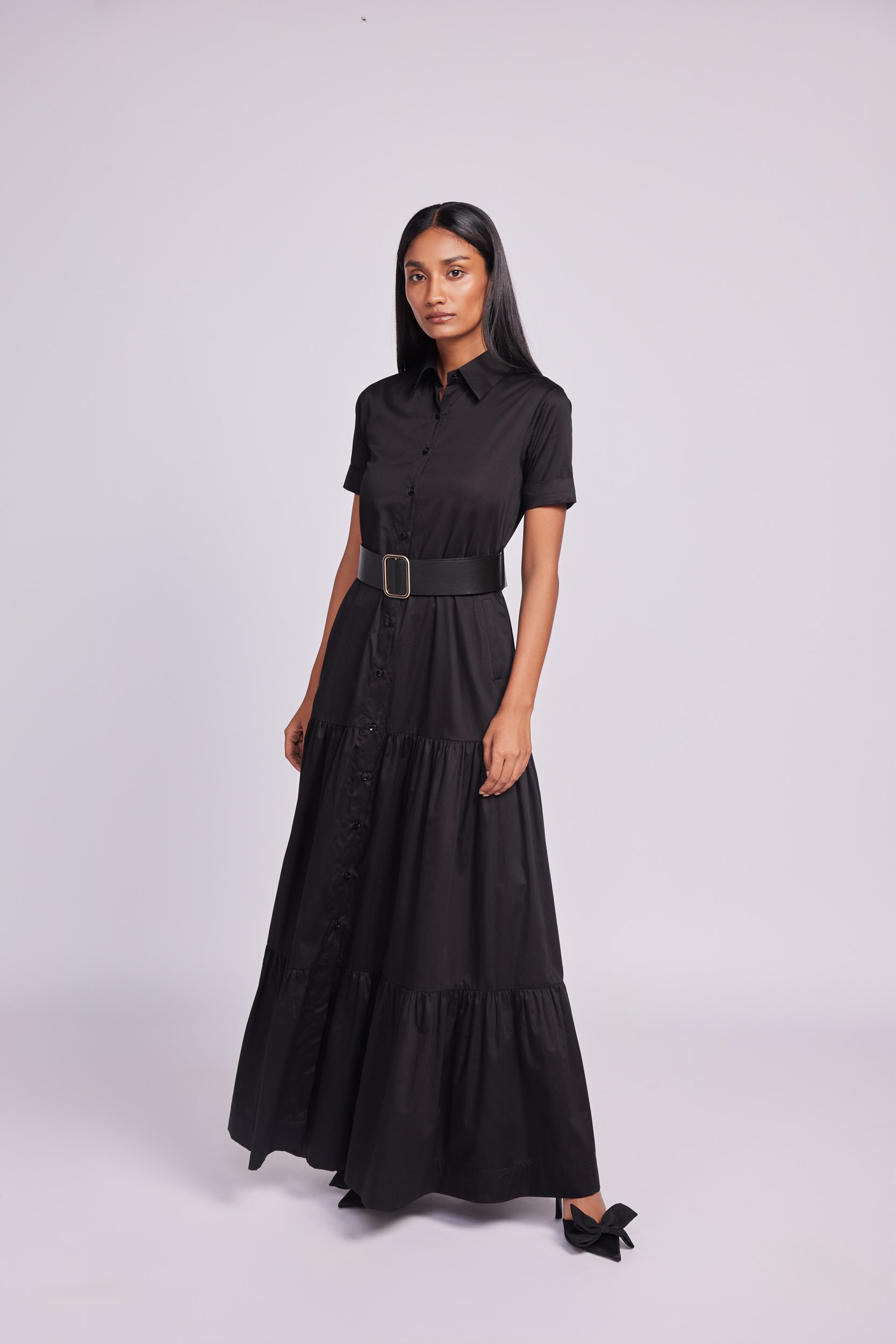 BLACK LONG COTTON DRESS