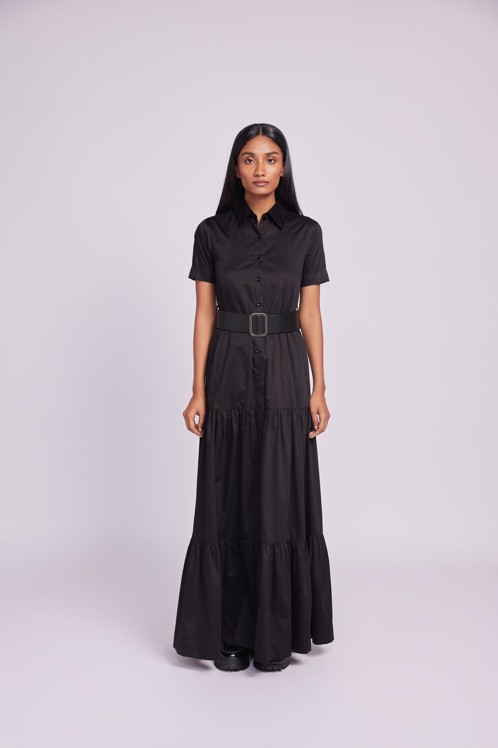 BLACK LONG COTTON DRESS