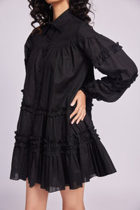 MINI RUFFLE BLACK DRESS