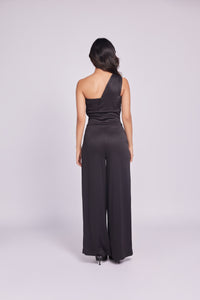 BLACK ONE SHOULDER JUMPSUIT