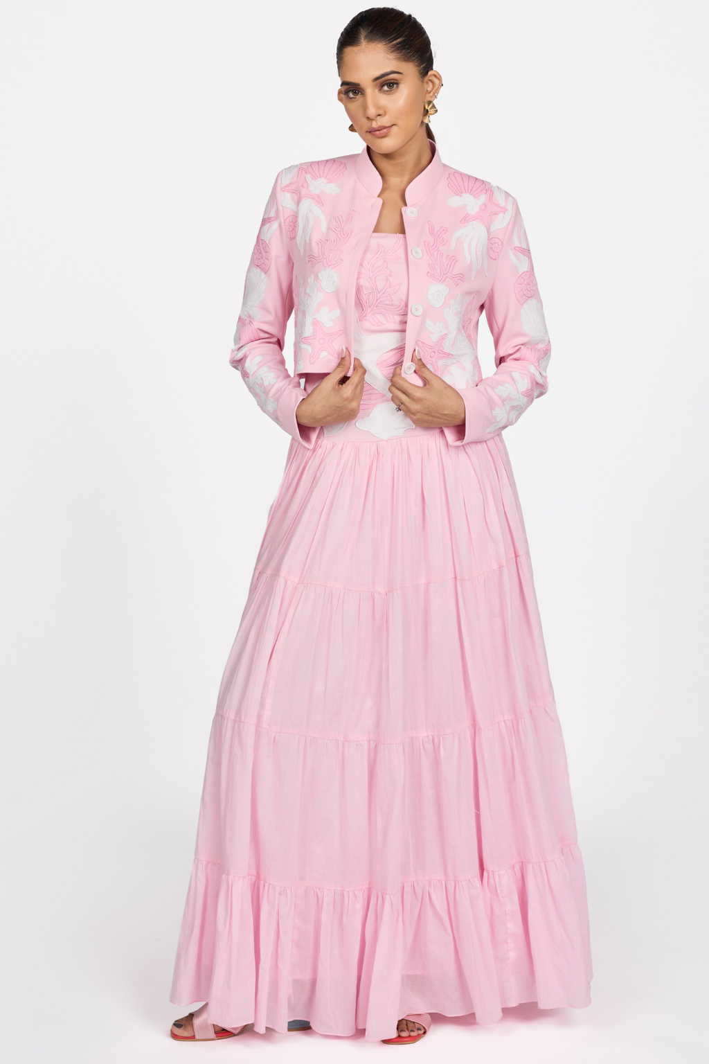 PINK PATCHWORK CROP JACKET