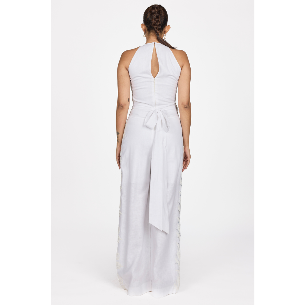 Long Embroidered halter neck Jumpsuit